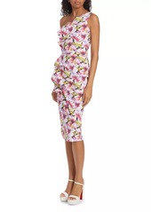 Chiara Boni La Petite Robe Hiroko Print One-Shoulder Cocktail Dress