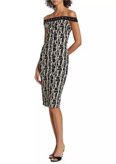 Chiara Boni La Petite Robe Inger Status Print Off-the-Shoulder Cocktail Dress