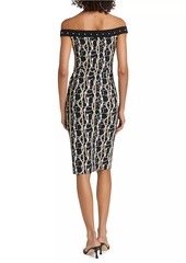 Chiara Boni La Petite Robe Inger Status Print Off-the-Shoulder Cocktail Dress