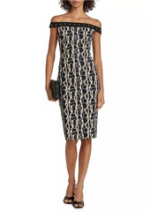 Chiara Boni La Petite Robe Inger Status Print Off-the-Shoulder Cocktail Dress