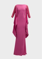Chiara Boni La Petite Robe Kacey Illusion-Sleeve Cape Gown