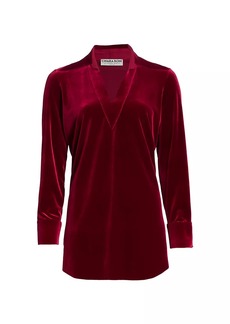 Chiara Boni La Petite Robe Long-Sleeve Velvet Blouse