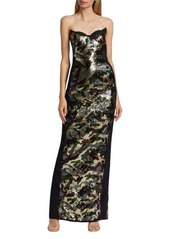 Chiara Boni La Petite Robe Merlina Camo Sequin Gown