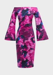 Chiara Boni La Petite Robe Off-Shoulder Floral-Print Bodycon Midi Dress