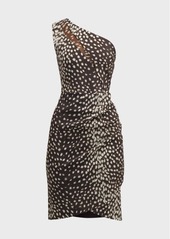 Chiara Boni La Petite Robe One-Shoulder Animal-Print Midi Dress