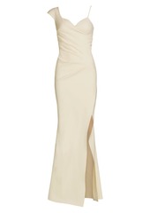 Chiara Boni La Petite Robe One-Shoulder Front-Slit Wrap Gown