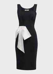 Chiara Boni La Petite Robe Pleated Square-Neck Bodycon Bow Midi Dress