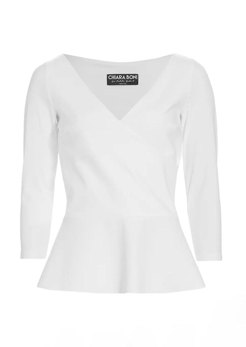 Chiara Boni La Petite Robe Poppy V-Neck Peplum Top