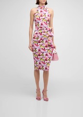 Chiara Boni La Petite Robe Printed Sleeveless Side-Drape Dress