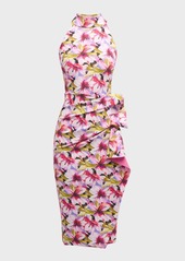 Chiara Boni La Petite Robe Printed Sleeveless Side-Drape Dress