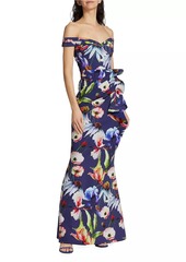 Chiara Boni La Petite Robe Radoslava Floral Jersey Off-The-Shoulder Gown