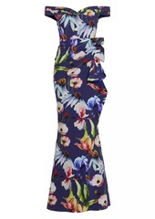 Chiara Boni La Petite Robe Radoslava Floral Jersey Off-The-Shoulder Gown