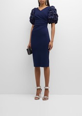 Chiara Boni La Petite Robe Ruched Smocked-Sleeve Bodycon Midi Dress