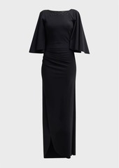 Chiara Boni La Petite Robe Salvia Side-Slit Embellished Column Gown