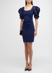 Chiara Boni La Petite Robe Scoop-Neck Ruched-Sleeve Bodycon Mini Dress