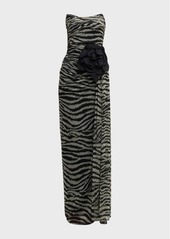 Chiara Boni La Petite Robe Strapless Animal-Print Column Gown
