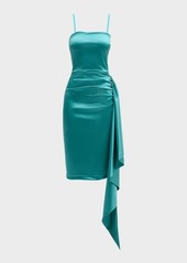 Chiara Boni La Petite Robe Strapless Draped Bodycon Satin Midi Dress