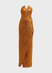 Chiara Boni La Petite Robe Strapless Sequin Column Gown