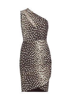 Chiara Boni La Petite Robe Thalia Cheetah One-Shoulder Minidress