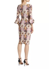 Chiara Boni La Petite Robe Triana Chainlink Floral Surplice Midi-Dress