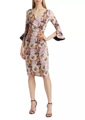 Chiara Boni La Petite Robe Triana Chainlink Floral Surplice Midi-Dress