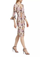 Chiara Boni La Petite Robe Triana Chainlink Floral Surplice Midi-Dress