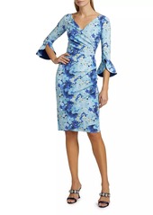 Chiara Boni La Petite Robe Triana Floral Jersey Bell-Sleeve Midi-Dress