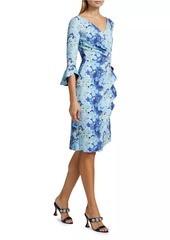 Chiara Boni La Petite Robe Triana Floral Jersey Bell-Sleeve Midi-Dress