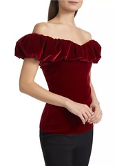 Chiara Boni La Petite Robe Usla Ruffled Velvet Top