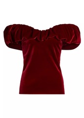 Chiara Boni La Petite Robe Usla Ruffled Velvet Top