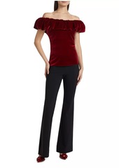 Chiara Boni La Petite Robe Usla Ruffled Velvet Top