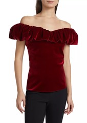 Chiara Boni La Petite Robe Usla Ruffled Velvet Top