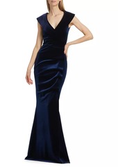 Chiara Boni La Petite Robe Velvet V-Neck Gown