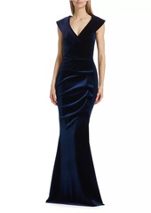 Chiara Boni La Petite Robe Velvet V-Neck Gown