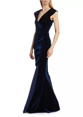 Chiara Boni La Petite Robe Velvet V-Neck Gown