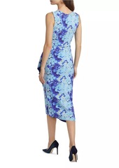 Chiara Boni La Petite Robe Wang Floral Ruched Sleeveless Midi-Dress