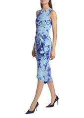 Chiara Boni La Petite Robe Wang Floral Ruched Sleeveless Midi-Dress