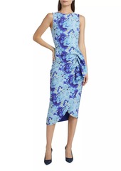 Chiara Boni La Petite Robe Wang Floral Ruched Sleeveless Midi-Dress