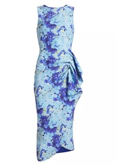 Chiara Boni La Petite Robe Wang Floral Ruched Sleeveless Midi-Dress