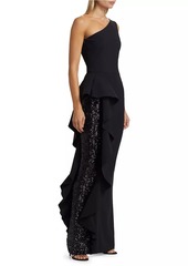 Chiara Boni La Petite Robe Yulya Paillettes Sequined One-Shoulder Gown