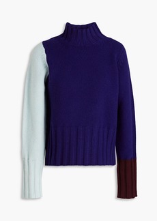 Chinti and Parker - Color-block wool and cashmere-blend turtleneck sweater - Purple - S