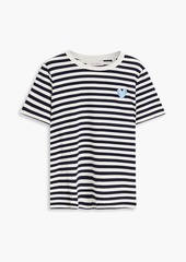 Chinti and Parker - Embroidered striped cotton-jersey T-shirt - Blue - L