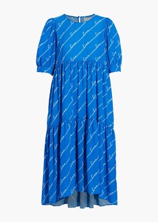 Chinti and Parker - Gathered printed crepe midi dress - Blue - UK 8