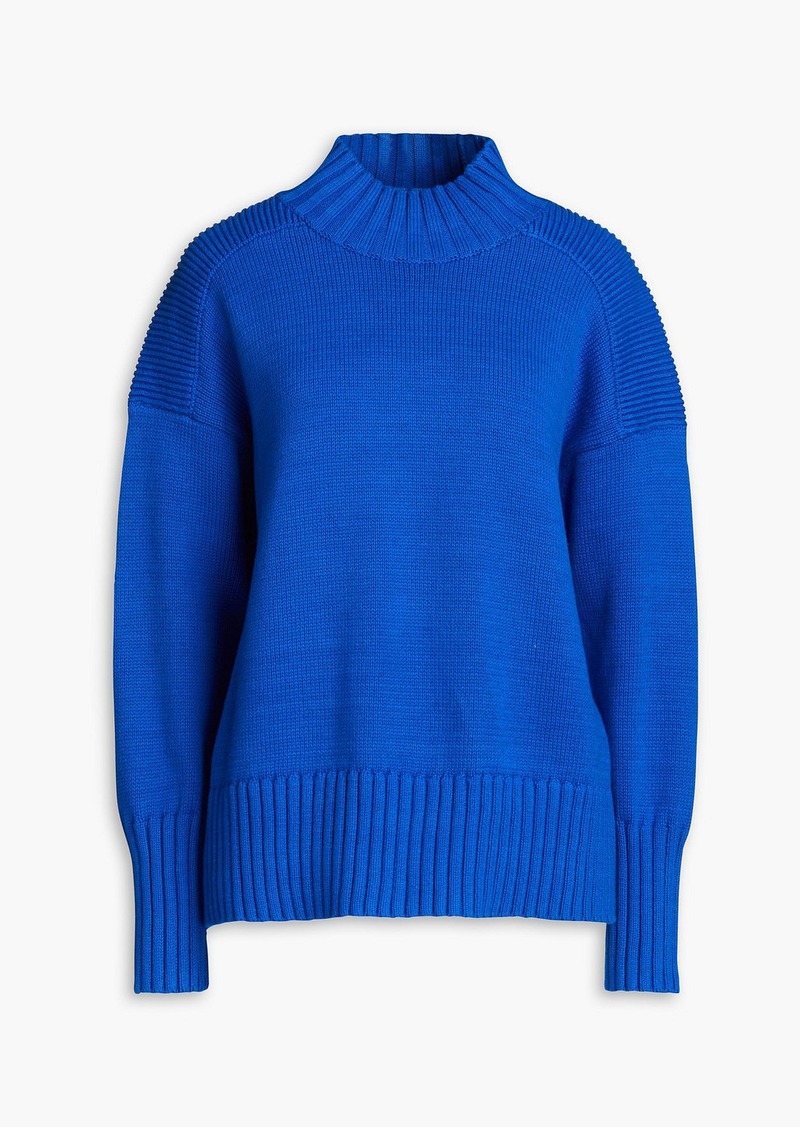 Chinti and Parker - Ribbed cotton turtleneck sweater - Blue - XS