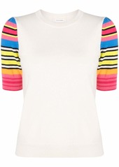 Chinti and Parker striped puff-sleeves knitted top