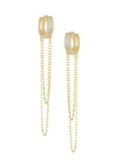 Chloé 14K Gold Vermeil & Crystal Chain Huggie Earrings