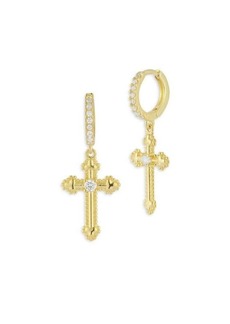 Chloé 14K Goldplated & Cubic Zirconia Cross Drop Earrings