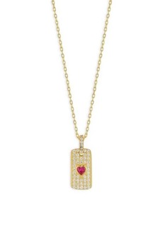 Chloé 14K Goldplated Sterling Silver & Cubic Zirconia Heart Tag Pendant Necklace