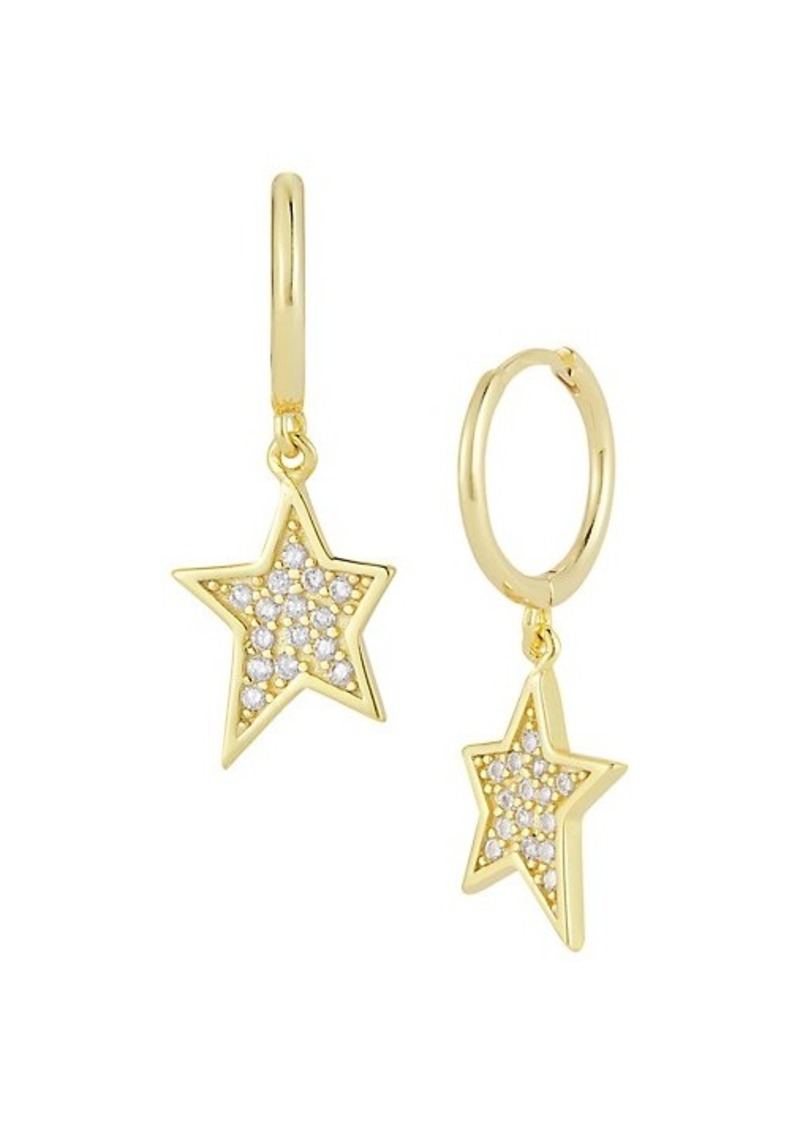 14k Yellow Gold Vermeil Cubic Zirconia Hoop Star Drop Earrings 40 Off