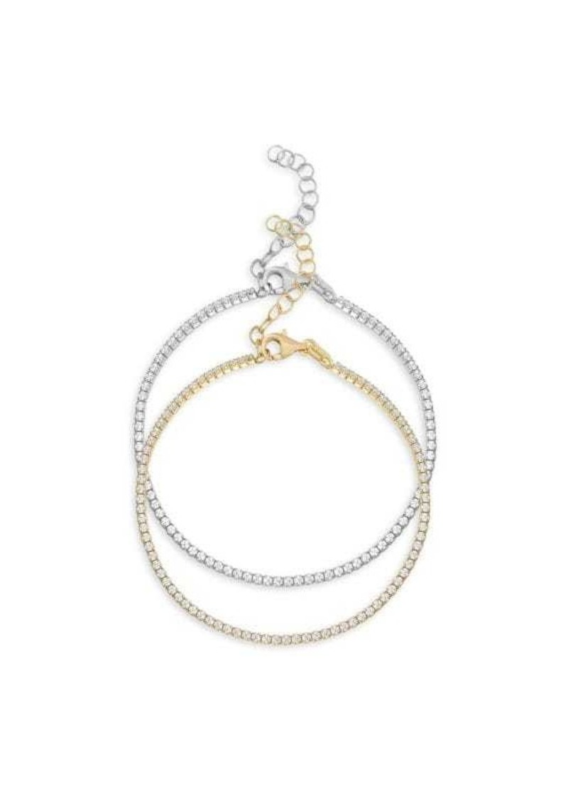 Chloé 2-Piece Two-Tone Sterling Silver & Cubic Zirconia Tennis Bracelet Set